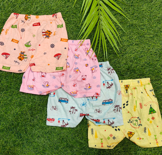 Baby Cotton Shorts - Pack of 4 (0-6 Months)